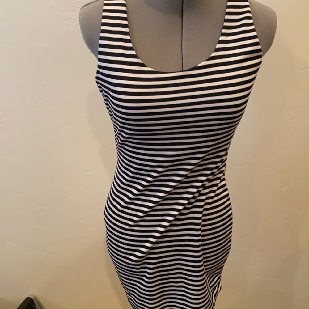 Nwot GB black and white striped sheath dress